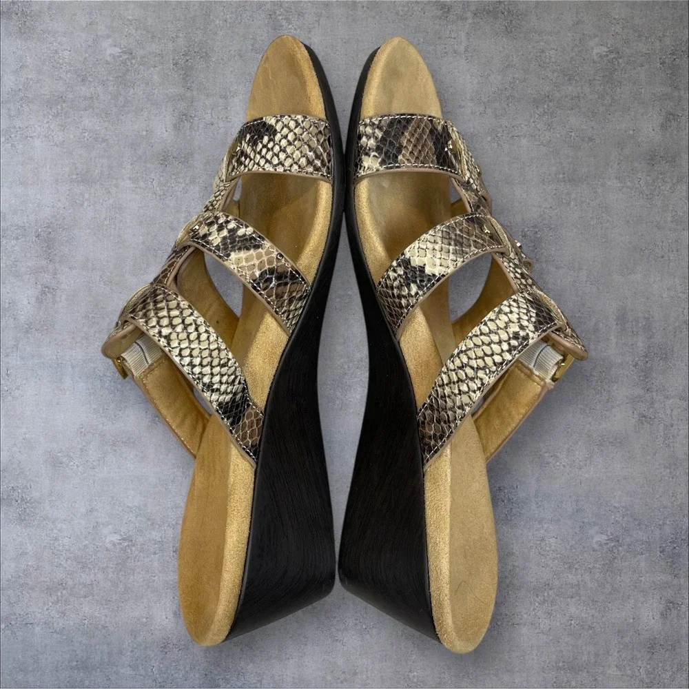 Vionic Radia Wedge Strappy Sandal Slide Shoes Womens 9‎   Snake Print Comfort